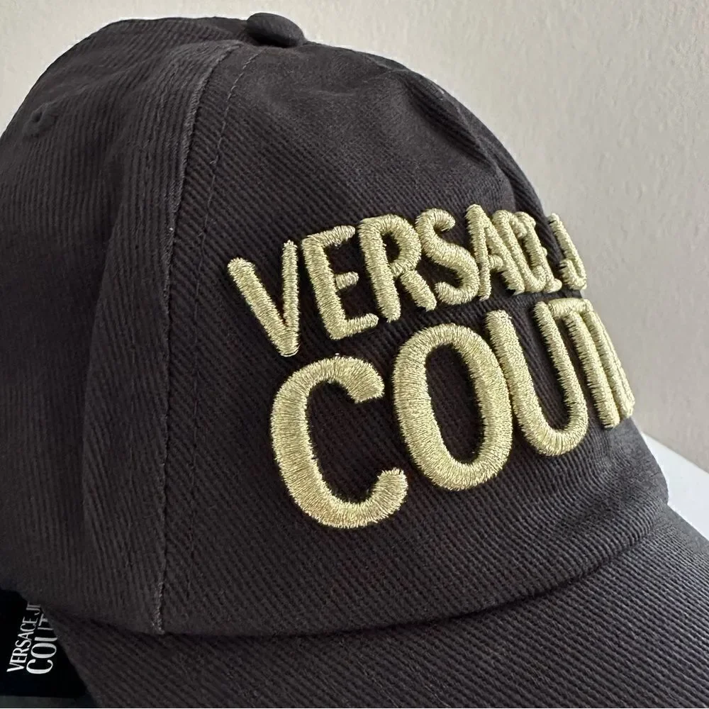 ⭕️ VERSACE JEANS Hat Cap Black Gold Designer Men’s